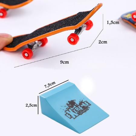 Imagem de Skate de Dedo com Rampa Kit Radical X-Trick Miniatura Profissional Fingerboard Obstáculo Brinquedo Manobras com Lixa e Metal