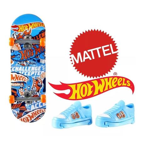 Hot Wheels Skateboard Skate de Dedo com Tênis Preto - Mattel