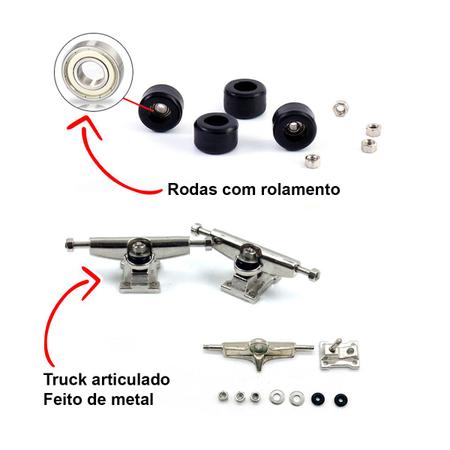 Skate de Dedo com Rolamentos Brinquedo de Escala de Madeira Stents