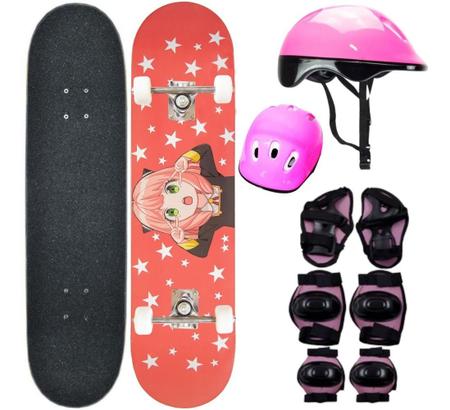 Skate feminino menina anime annie lol semi profissional iniciante com  capacte proteção rosa completo - Hypeboards - Skate Infantil - Magazine  Luiza