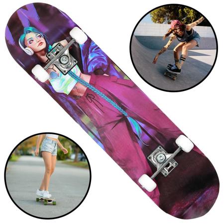 Imagem de Skate Feminino para Menina - Kit Proteção Infantil Completo