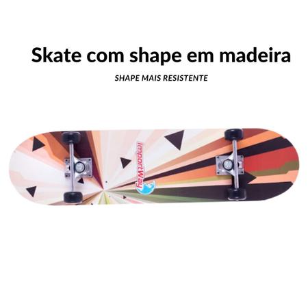 Imagem de Skate Infantil 31 Iniciante Montado Completo com Kit de Proteção Importway Bw-014k Estampado