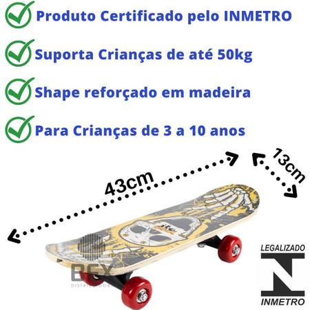 Imagem de Skate Infantil Criança com Capacete Kit Proteção Completo