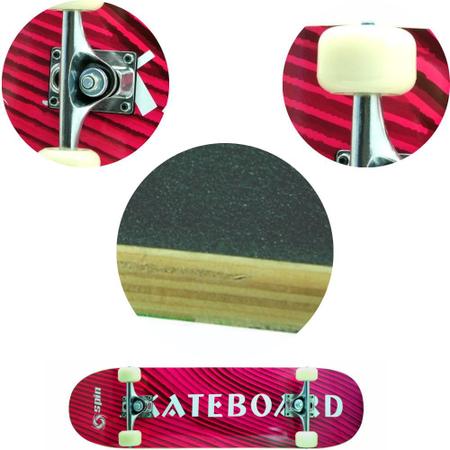Imagem de Skate Montado Semi Profissional Skatetboard Spin ABEC 9