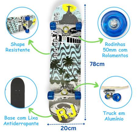 Imagem de Skate Skateboard Iniciante 70Kg Completo Shape 7.0 Montado