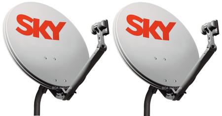 Imagem de Sky pré pago Kit Mini com 2 Antenas Parabólica Sky 60 Cm+lnbf simples