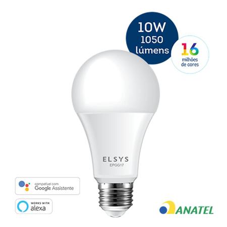 Imagem de Smart Lâmpada LED EPGG17 Colorida Inteligente 10W com WiFi Elsys Bivolt