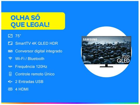 Imagem de Smart TV 4K QLED 75” Samsung QN75Q80TAGXZD