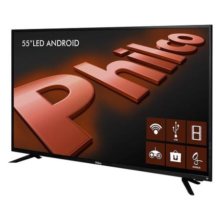 Imagem de Smart TV Android LED 55" Philco PH55A17DSGWA Full HD com Wi-Fi 2 USB 3 HDMI Ginga Surround Sleep Timer e 60Hz