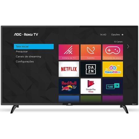 Smart TV LED 32 HD AOC Roku 32S5195 78 com Wi fi Controle Remoto