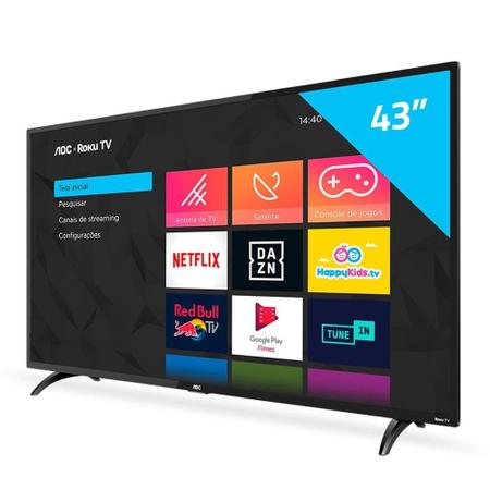 Imagem de Smart TV LED 43" AOC 43S5195/78G com Wi-Fi, 1 USB, 3 HDMI, com Botão Netflix/Youtube e 60Hz