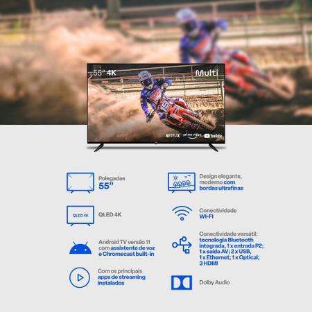Smart TV QLED 55 4K Multi Android 11 3HDMI 2USB - TL060M - Smart TV ...