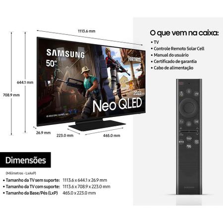 Smart TV Neo QLED 50 Samsung 4K HDR QN50QN90BAGXZD 4 HDMI com o