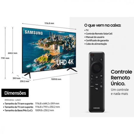 Imagem de Smart TV Samsung 50 UHD 4K 50CU7700 Processador Crystal 4K Gaming Hub