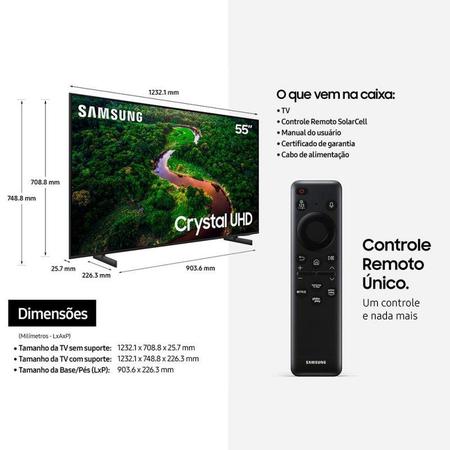 Smart TV Samsung 55 UHD 4K Processador Crystal UN55CU8000GXZD  Girafa:  Loja de Eletrônicos, Eletrodomésticos, Celulares e Mais!