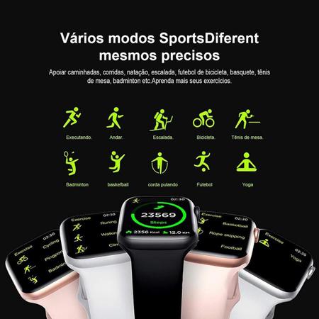 Smart Watch Séries 8 Relógio W28 Masculino Feminino Siri Bluetooth Troca  Foto Pulseira 45mm C/Nf - Preto