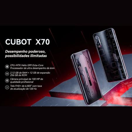 Imagem de Smartphone Cubot X70 Black 256GB/12GB RAM Dual Sim - Game KIT Teclado e Mouse