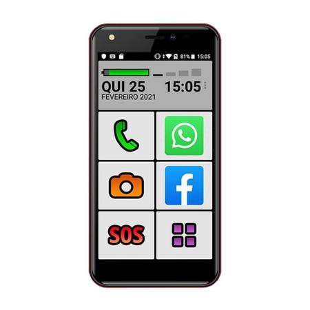 Imagem de Smartphone do Idoso 4G Positivo Letras Grandes, Botão SOS, Dual SIM 32GB 1GB RAM Tela 5" Câmera 8Mpx Android 10