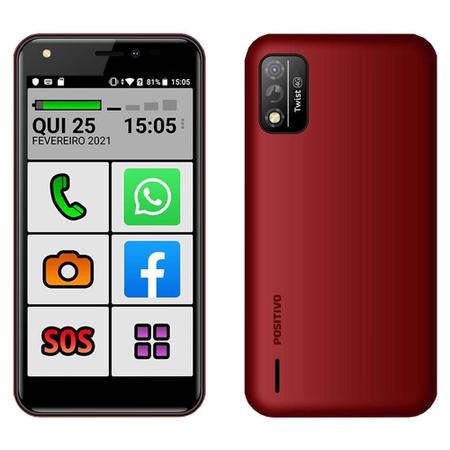 Imagem de Smartphone do Idoso 4G Positivo Letras Grandes, Botão SOS, Dual SIM 32GB 1GB RAM Tela 5" Câmera 8Mpx Android 10