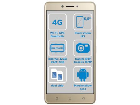 Imagem de Smartphone Lenovo Vibe K6 Plus 32GB Dourado