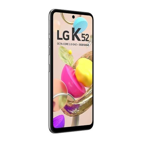 Imagem de Smartphone LG K52 LMK420BMW, Cinza, Tela de 6.59", 4G+Wi-Fi, And. 10, Câm. Tra. de 13+5+2+2MP e Frontal de 8MP, 64GB
