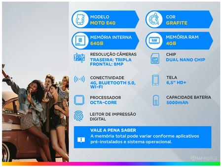 Smartphone Motorola Moto E40 Xt21591 64gb, Lojas ZL