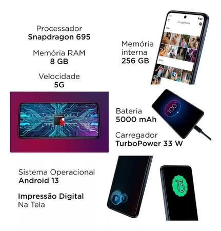 Imagem de Smartphone Motorola Moto G84 5G 256GB 8GB RAM 6,55'' Azul Vegan