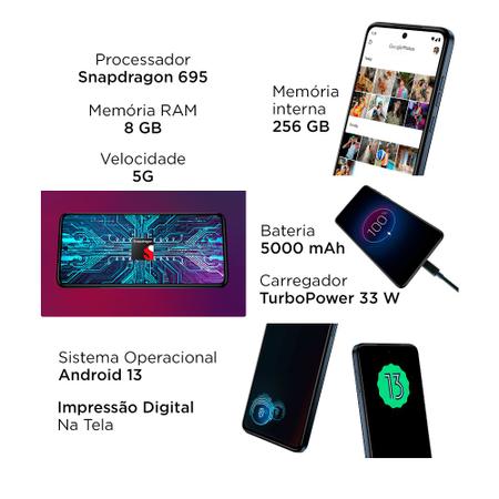 Imagem de Smartphone Motorola Moto G84 5G 256GB 8GB RAM Tela 6,5" Câmera 50MP+8MP Frontal 16MP Viva Magenta