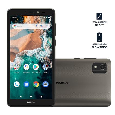 Imagem de Smartphone Nokia C2 2nd Edition 4G 32GB 2GB RAM Tela 5,7 Câmera com IA Android 11 Cinza - NK085