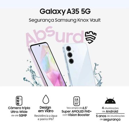 Imagem de Smartphone Samsung Galaxy A35 5G 128GB Tela 6.6 Câmera 50MP Selfie 13MP Android 14