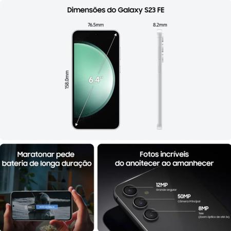 Imagem de Smartphone Samsung Galaxy S23 FE 256GB 5G Tela 6.4 Câmera Tripla 50MP Selfie 12MP Dual Chip