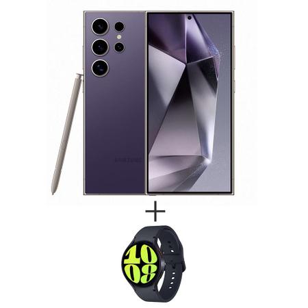 Imagem de Smartphone Samsung Galaxy S24 Ultra 5G Titânio Violeta, 512GB + Galaxy Watch 6 BT 44mm Samsung Grafite