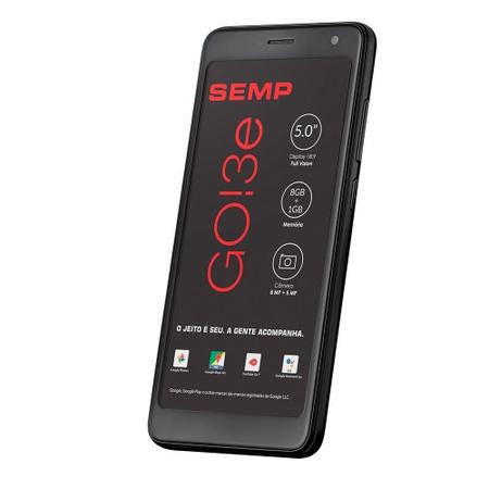 Imagem de Smartphone Semp GO! 3e, Preto, Tela 5", 3G+Wi-Fi, Android, Câm Traseira 8MP e Frontal 5MP, 8GB