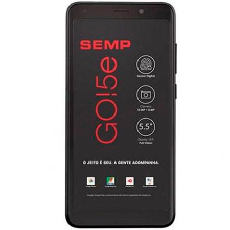 Imagem de Smartphone Semp GO 5e 16 GB Dual 4 G Tela 5,5" Câmera Principal 13MP Frontal 8MP Android 8.1 Preto