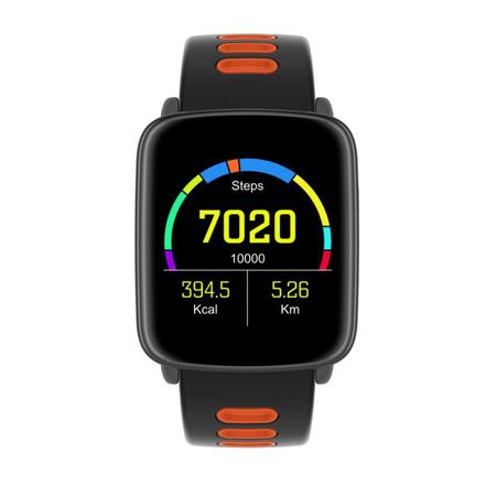 Imagem de Smartwatch com Monitoramento Cardíaco Qtouch Touch Screen Bluetooth Preto e Laranja