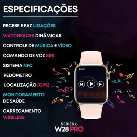 Smartwatch W28 Monitor Saude Nfc Indução Relogio Digital Lançamento Watch 8  Bluetooth 45mm - Rosa, Netshoes in 2023