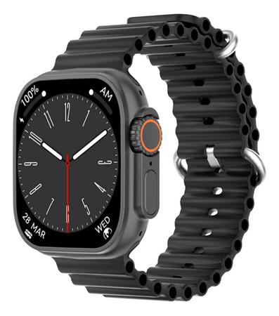 Imagem de Smartwatch Inteligente N8 Ultra Original Preto Lançamento Pulseira Ocean Tela Infinita 49mm Nfc Indução