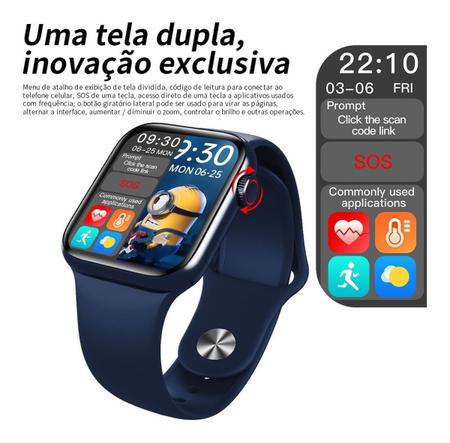 Imagem de Smartwatch Relogio Feminino Rosa Hw16 Recebe e Faz Ligaçoes Notificações Mickey Minions Original