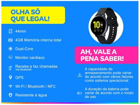 Imagem de Smartwatch Samsung Galaxy Watch Active2 Preto - 44mm 1,5GB