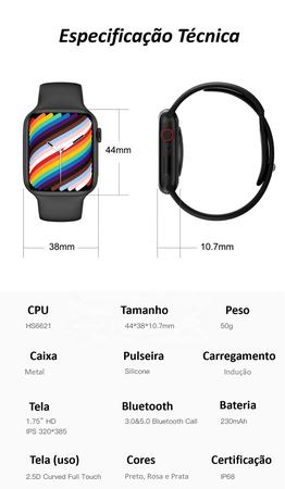 Smartwatch W37 Pr Contador de Passos e Dist ncia Percorrida