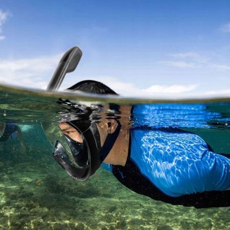 Imagem de Snorkel Máscara de Mergulho Full Face Antiembaçante Segunda Geração Acessórios Suporte GoPro Subaquática