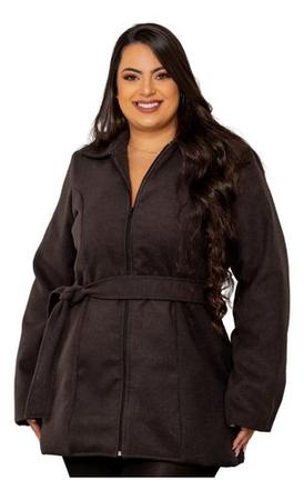 Plus Size Black Belted Wrap Coat