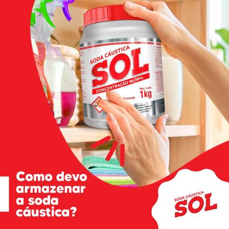 Imagem de Soda Cáustica Sol 1kg Com Concentração 96% A 99%