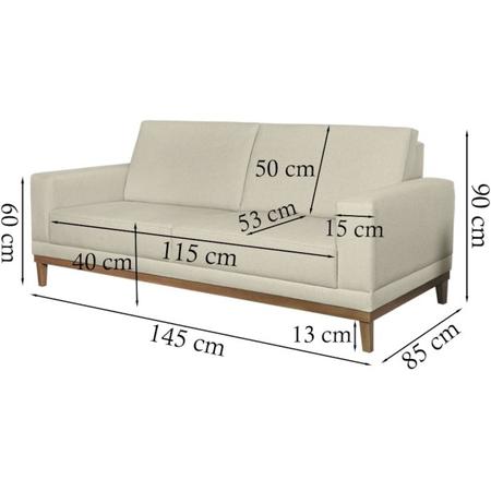 Imagem de Sofa 2 Lugares 145 cm Crons Linho Cru Vazzano