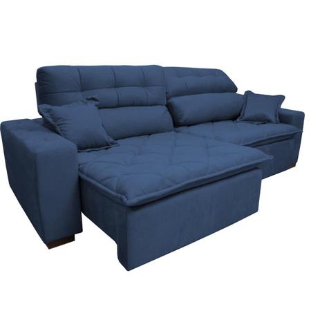 Imagem de Sofá 2,22m Retrátil e Reclinável com Molas Cama inBox Confort Tecido Suede Velusoft Azul