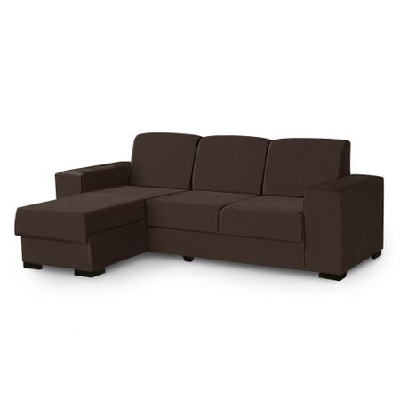 Imagem de Sofá 3 Lugares com Chaise Astro Suede Marrom