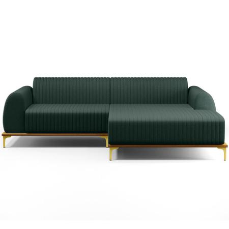 Imagem de Sofá 3 Lugares com Chaise Direito Sala Estar Molino 230cm D02 Linho Verde Musgo C-117 - Lyam Decor