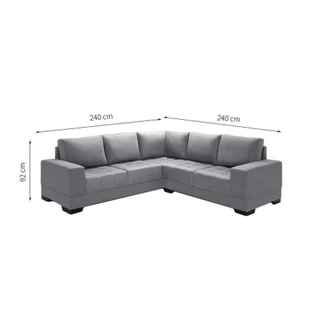 Imagem de Sofá 3 Lugares Com Chaise Patrícia Suede Cinza