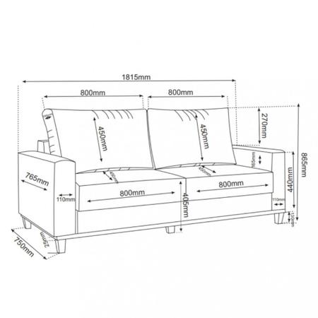 Imagem de Sofá 3 Lugares Linho 180cm Vicente Viero Móveis