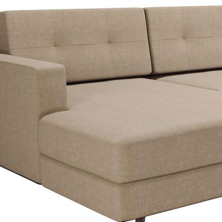 Imagem de Sofá 4 Lugares Living com Chaise Pé Palito Linho Cotton Bege